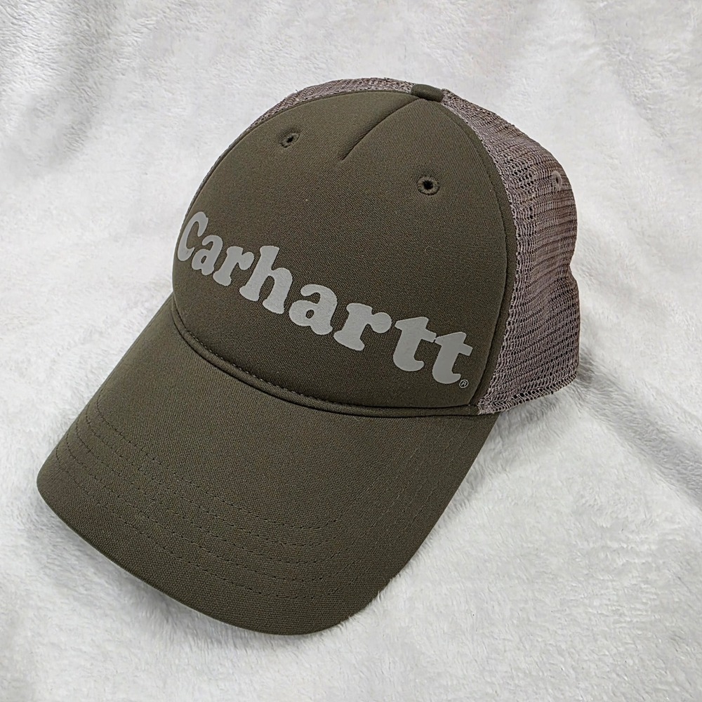 Carhartt Men's Trucker Hat A368 Basil Green Mesh Back Snapback Logo Cap 2012